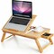 Wicker Laptop Lap Tray with Adjustable Legs and Tilting Heat-dissipation Top- Natural